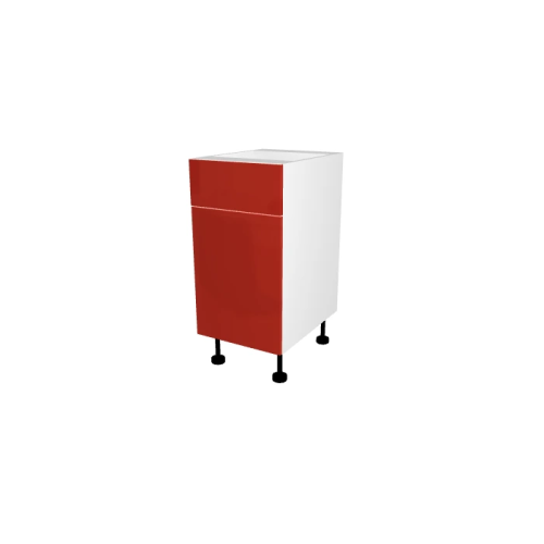 MEUBLE DE CUISINE BAS 1 TIROIR + 1 PORTE , CHARLEROI , ROUGE BRILLANT , L 40 cm x H 72 cm x P 56 cm