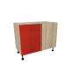 MEUBLE DE CUISINE ANGLE AVEC TOURNIQUET GAUCHE, CHARLEROI , ROUGE BRILLANT , L 110 cm x H 72 cm x P 56 cm