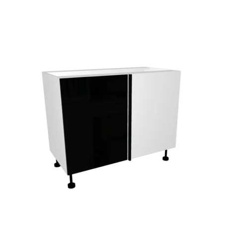 MEUBLE DE CUISINE ANGLE AVEC TOURNIQUET GAUCHE, OSLO , NOIR BRILLANT , L 110 cm x H 72 cm x P 56 cm