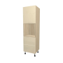 COLONNE DE CUISINE FOUR AVEC 2 TIROIRS + 2 P , CASABLANCA , BEIGE BRILLANT , L 60 cm x H 204 cm x P 56 cm