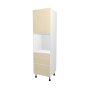 COLONNE DE CUISINE FOUR AVEC 2 TIROIRS , CASABLANCA , BEIGE BRILLANT , L 60 cm x H 204 cm x P 56 cm