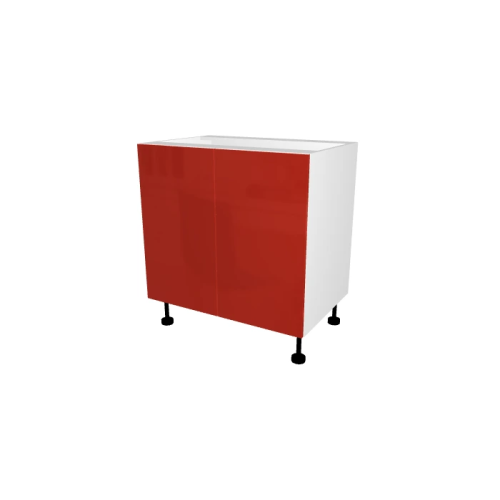 MEUBLE DE CUISINE SOUS ÉVIER , CHARLEROI , ROUGE BRILLANT , L 80 cm x H 72 cm x P 56 cm